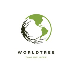 Green world logo design illustration vector template