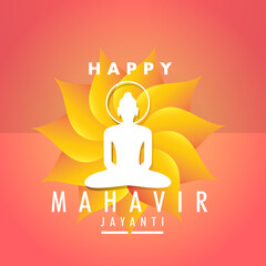 Mahavir Jayanti poster background, Jain festival wallpaper greeting wishes, vector banner