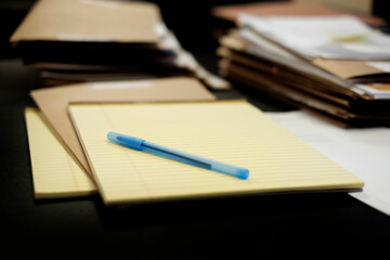 Note Pad on Desk Legal Paper with Pen Business Office Desk