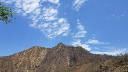 mountain landscape with blue sky and clouds