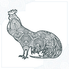 Chicken Mandala. Vintage decorative elements. Oriental pattern, vector illustration.