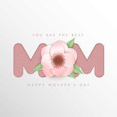 Happy mother's day greeting card with typography design and beautiful blossom flower