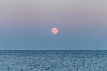 Moonrise over sea, Mediterranean sea, Italy