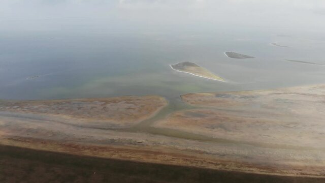Kalmykia, lake Manych. Coastline and islands. 