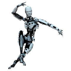 3D Rendering Male Robot on White