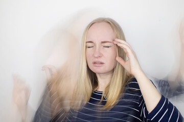 Woman loses consciousness and falls down due to dizziness and disturbance of the vestibular...