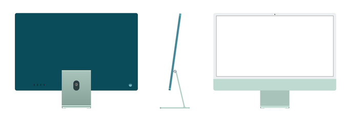 Realistic computer monitor isolated on white background. Vector mockup. Vector illustration.