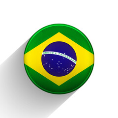 Fototapeta premium Glass light ball with flag of Brazil. Round sphere, template icon. Brazilian national symbol. Glossy realistic ball, 3D abstract vector illustration highlighted on a white background. Big bubble