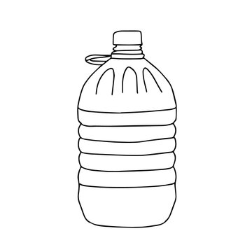 recommend clip art: Hand drawn doodle vector icon big large plastic water bottle canister with handle 5 litres black and white clip art single container pictogram.
