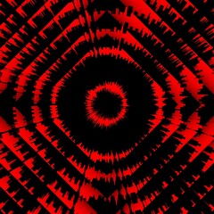 concentric diamond shape 3D circular designs in shades vivid red and black colours