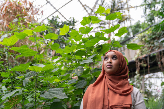 Black Muslim Woman standing in nature