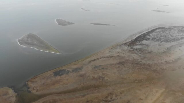 Kalmykia, lake Manych. Coastline and islands. 