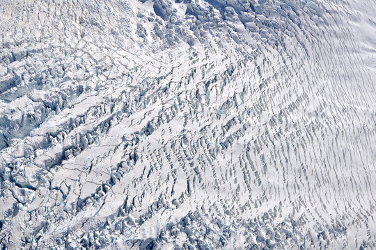 Aerial view of Fox glacier, New Zealand
