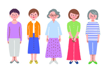 シニア女性５人　全身
