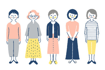 シニア女性　５人　全身