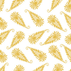 Seamless pattern ornament folk flower.Floral motif rustic paisley style.The elegant ethnic print fabric