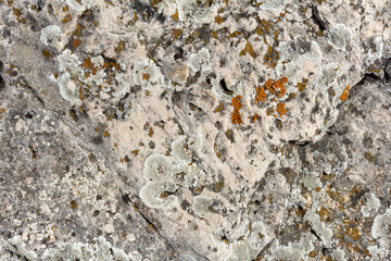 Natural mountain stone in a natural environment, rough surface burnt out in the sun and exposed to natural destruction.