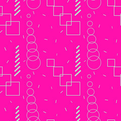 Geometric figures. Seamless pattern is isolated on a bright red-pink background.