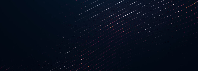 Abstract colorful digital particles wave with bokeh and light background, 3d render wave line dot background, line wave light glowing effect particular background.	