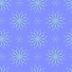 Naklejka na ściany i meble Light, delicate seamless vector pattern. Flowers isolated on a purple-blue background.