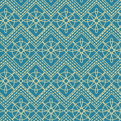 Seamless vector pattern. The pattern consists of circles, rhombuses, squares, dotted lines, zigzags, loops.