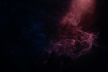 Blue and pink steam on a black background.