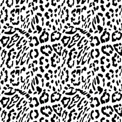 abstract seamless pattern of snow leopard or ounce predatory print. Modern animal fur fashion background. Realistic Leopard monochrome print. Exotic wild animal skin pattern for textile, decor