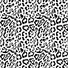 abstract seamless pattern of snow leopard or ounce predatory print. Modern animal fur fashion background. Realistic Leopard monochrome print. Exotic wild animal skin pattern for textile, decor