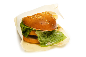 Hamburger isolated on a white background.