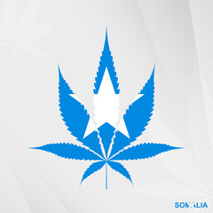 Flag of Somalia in Marijuana leaf shape. The concept of legalization Cannabis in Somalia.