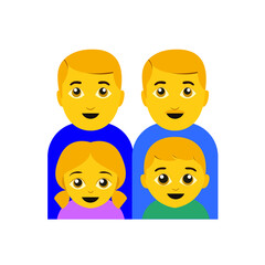 Family emoji vector two fathers two children girl and a boy queer