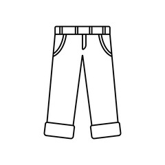 Pants icon. Jeans. Black contour linear silhouette. Front view. Vector simple flat graphic illustration. The isolated object on a white background. Isolate.