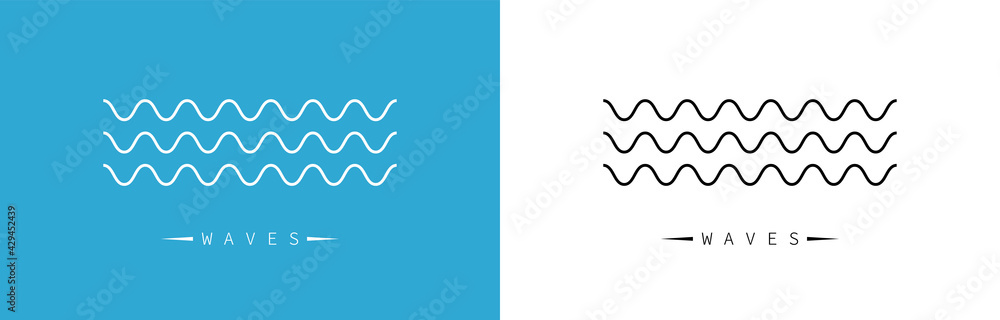 Poster wave icon. waves logo. wave in linear and zigzag style. vector