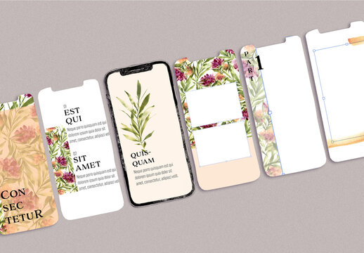 Social Media Watercolor Layouts - Flowers