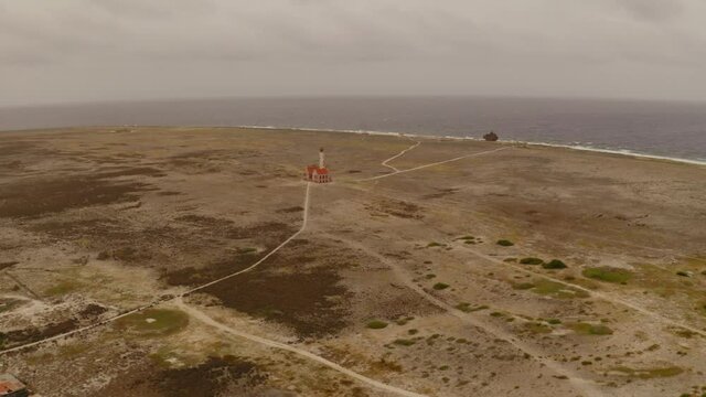 aerial image with drone of the island Klein Curaçao in the Caribbean