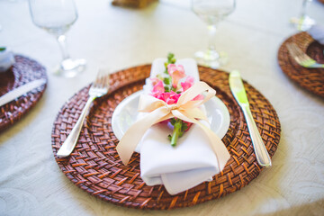 Fototapeta na wymiar decorated table for wedding party 