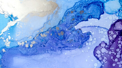 Fototapeta na wymiar Alcohol ink. Artistic Mixed Tint. Blue Marble