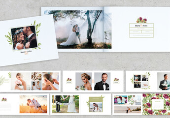 Watercolor Style Wedding Photo Album Layout