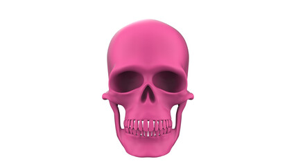 3d render full face pink skull isolated on a white background