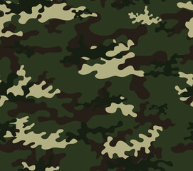 Green woodland camouflage pattern, repeat background, modern stylish background, vector illustration.