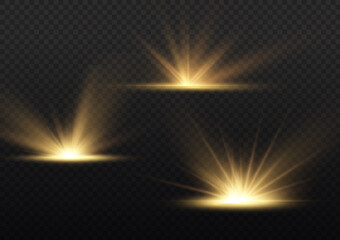 Star explosion, yellow glow lights sun rays. © ANATOLII