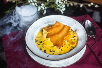 Food restaurant concept. Art tasty food in cafe