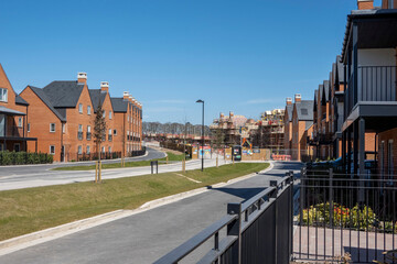 Winchester, Hampshire, England, UK. 2021. New housing north of Winchester  with some under...