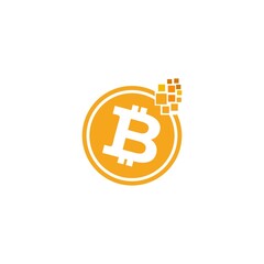 Digital Bitcoin logo icon, Bitcoin Cryptocurrency logo vector template isolated in white background