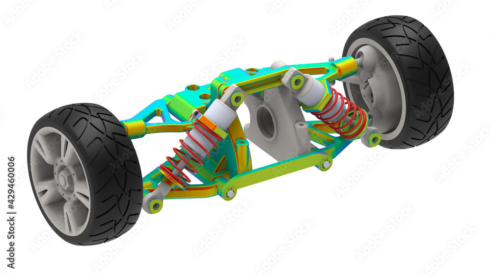 Poster 3d rendering - car suspension bracket finite element analysis