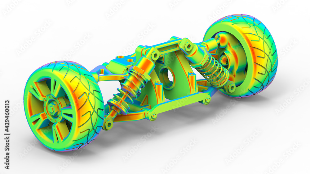 Aufkleber 3d rendering - car suspensions and brake finite element analysis