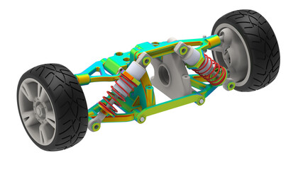 3D rendering - car suspension bracket finite element analysis