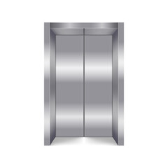 Elevator close lift cabin entrance isolated on white background