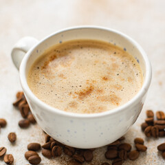 coffee drink cappuccino or frappe hot fresh break meal top view copy space for text food background