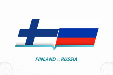 Finland vs Russia in European Football Competition, Group B. Versus icon on Football background.